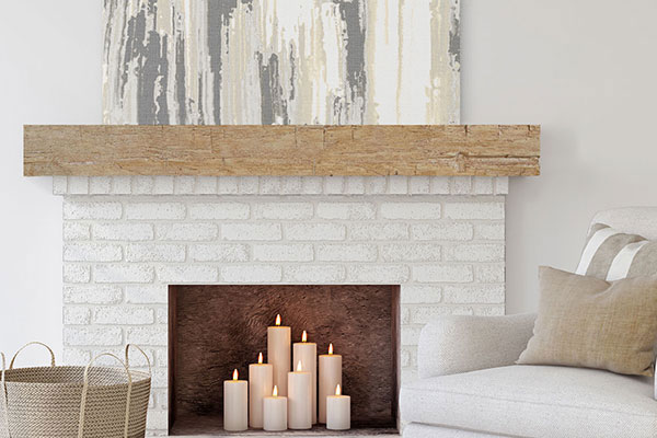 Faux Wood Mantels with Rock Fireplace