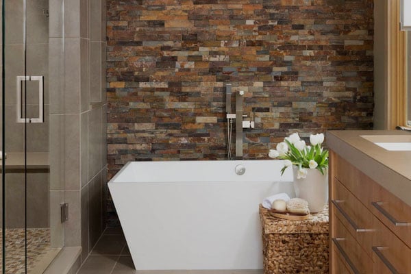 Faux Stone Panels in the bathroom.