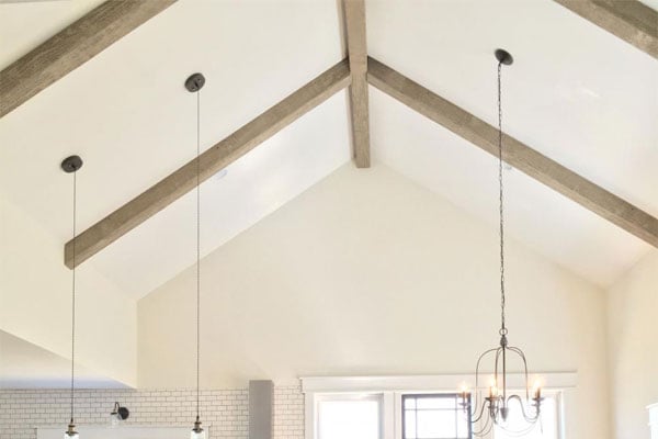 Faux Wood Beams in Cathedral Ceiling