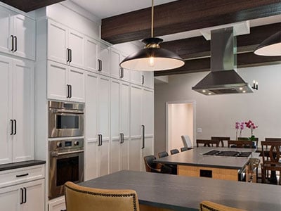 Faux Wood Beams in a Kitchen.