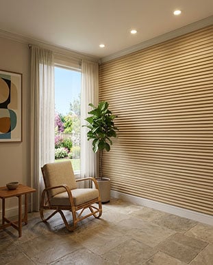 12"W x 48"H x 1/4"D Tall Bevel Slat Tambour (3/4" Width Slat), Paint Grade