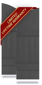 14 in. W Builders Edge, Standard Four Board Joined w/ Archtop, Board-n-Batten Shutters, Includes Matching Installation Spikes (Per Pair)