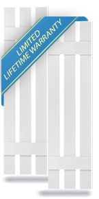 Lifetime Vinyl, Standard Three Board Spaced, Board-n-Batten Shutters, w/Installation Shutter-Lok's & Matching Screws (Per Pair)